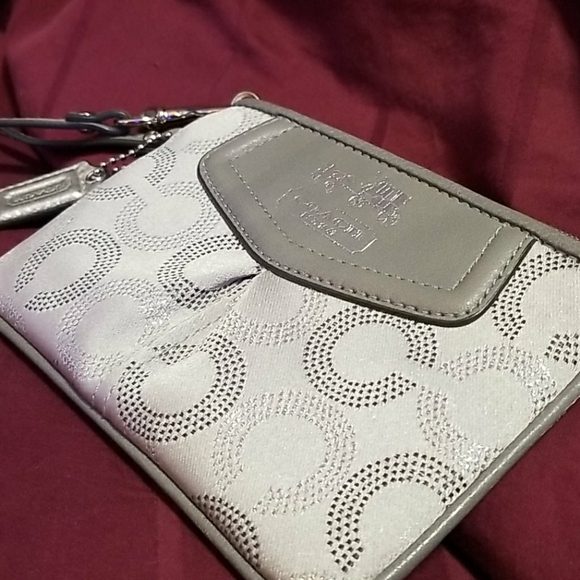 Silver Glitter Coach Wristlet - Picture 1 of 4